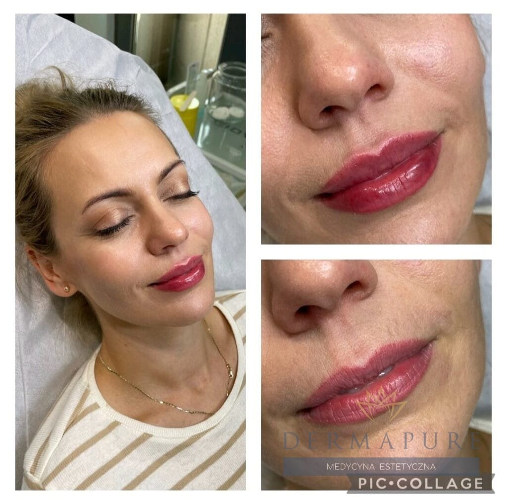 Powiększanie ust kwasem hialuronowym w Warszawie – efekty przed i po.